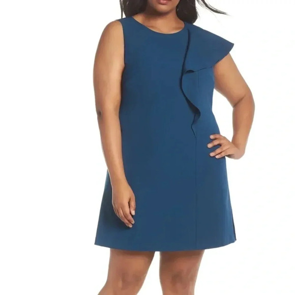 NWT Vince Camuto Crepe Ruffle A-Line Dress 24W - Picture 1 of 7